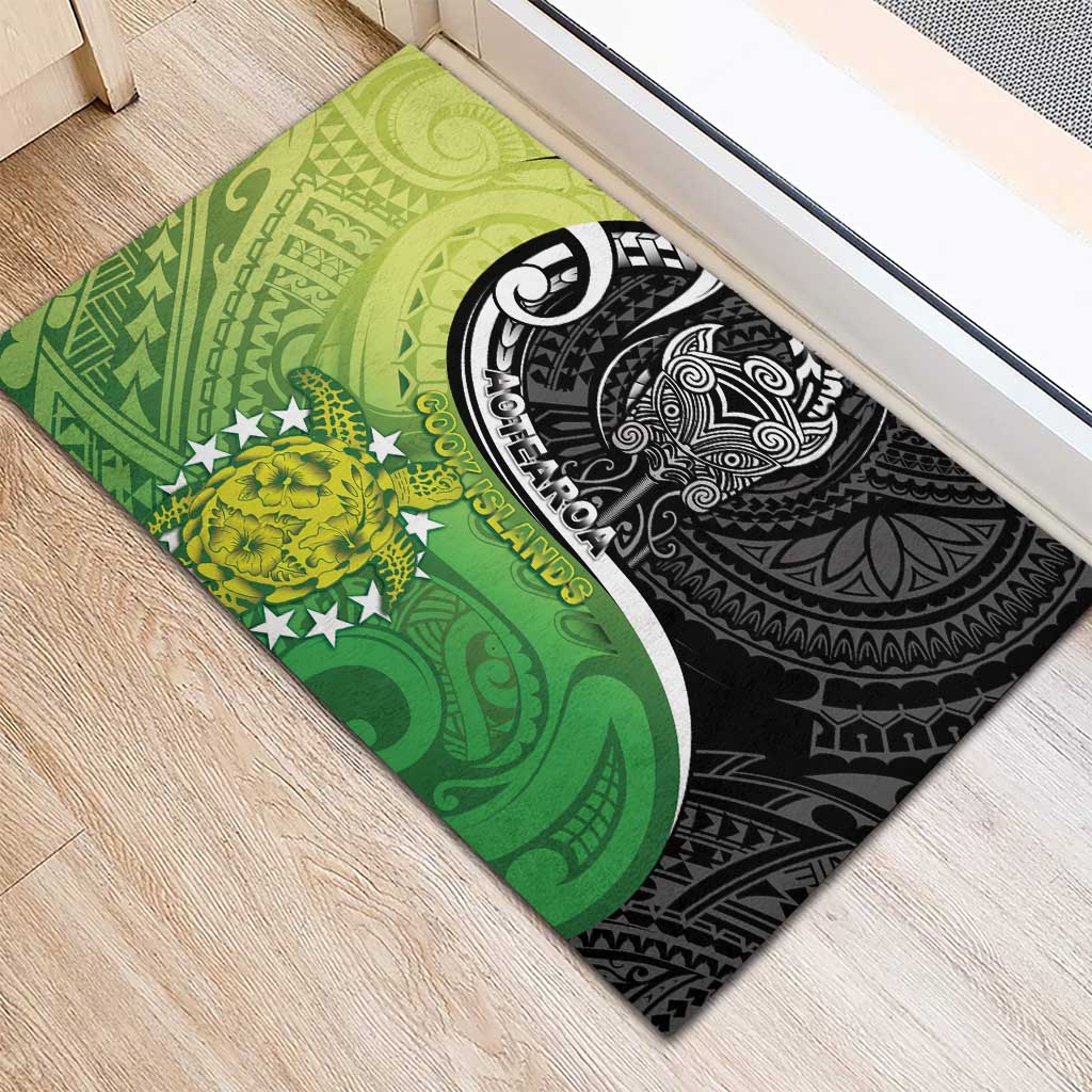 New Zealand Cook Islands Rubber Doormat Maori Tiki With Circle Stars Turtle LT05 - Polynesian Pride