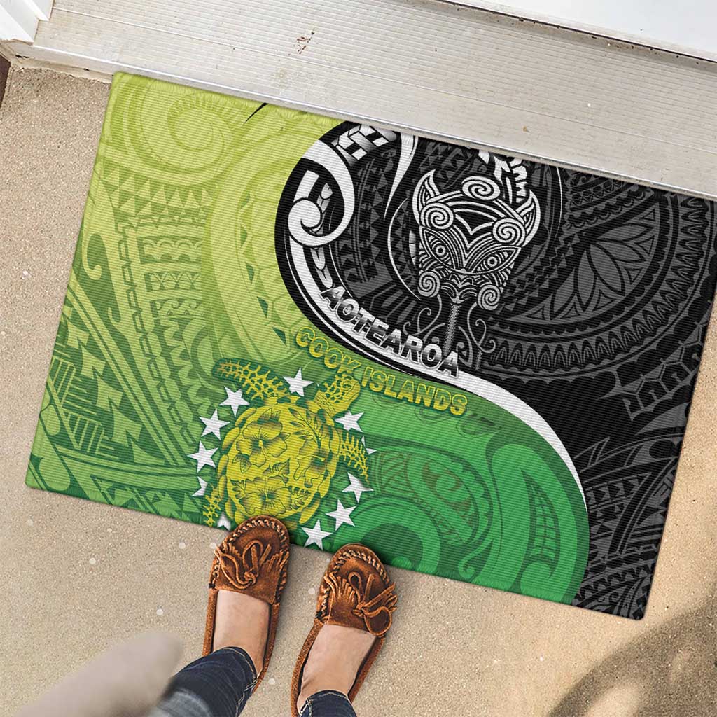 New Zealand Cook Islands Rubber Doormat Maori Tiki With Circle Stars Turtle LT05 - Polynesian Pride