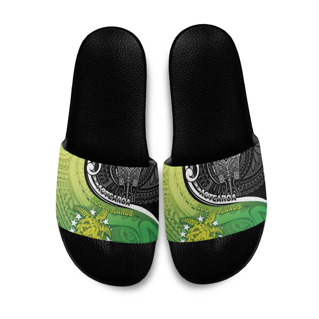 New Zealand Cook Islands Slide Sandals Maori Tiki With Circle Stars Turtle LT05 Multicolor - Polynesian Pride