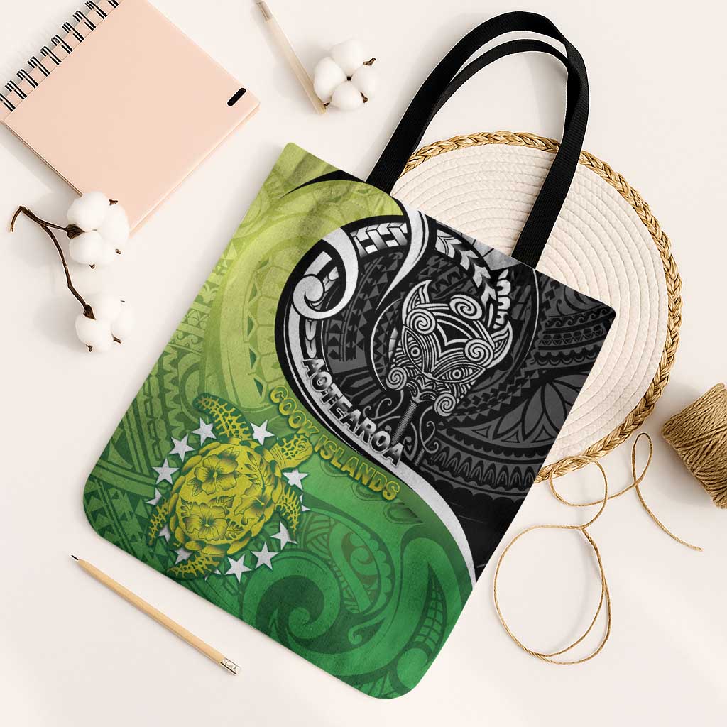 New Zealand Cook Islands Tote Bag Maori Tiki With Circle Stars Turtle LT05 Black Strap One Size Multicolor - Polynesian Pride