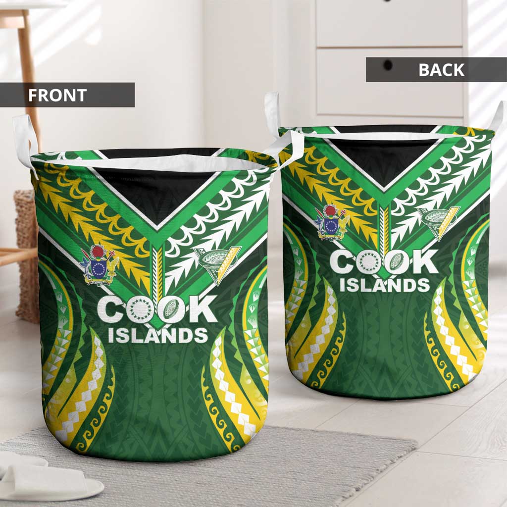 Cook Islands Rugby Laundry Basket Unique Style Green Version LT05 - Polynesian Pride