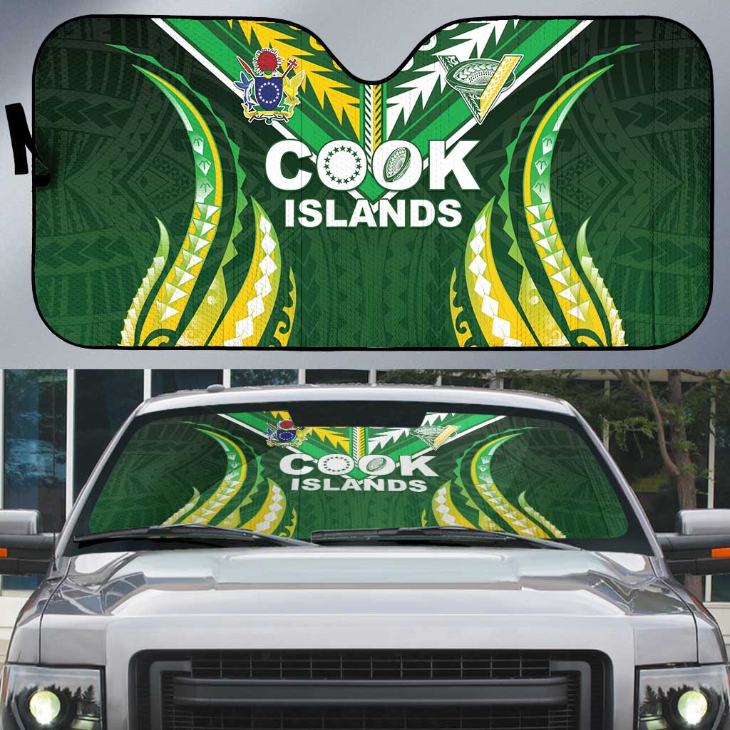 Cook Islands Rugby Auto Sun Shade Unique Style Green Version LT05 Green - Polynesian Pride