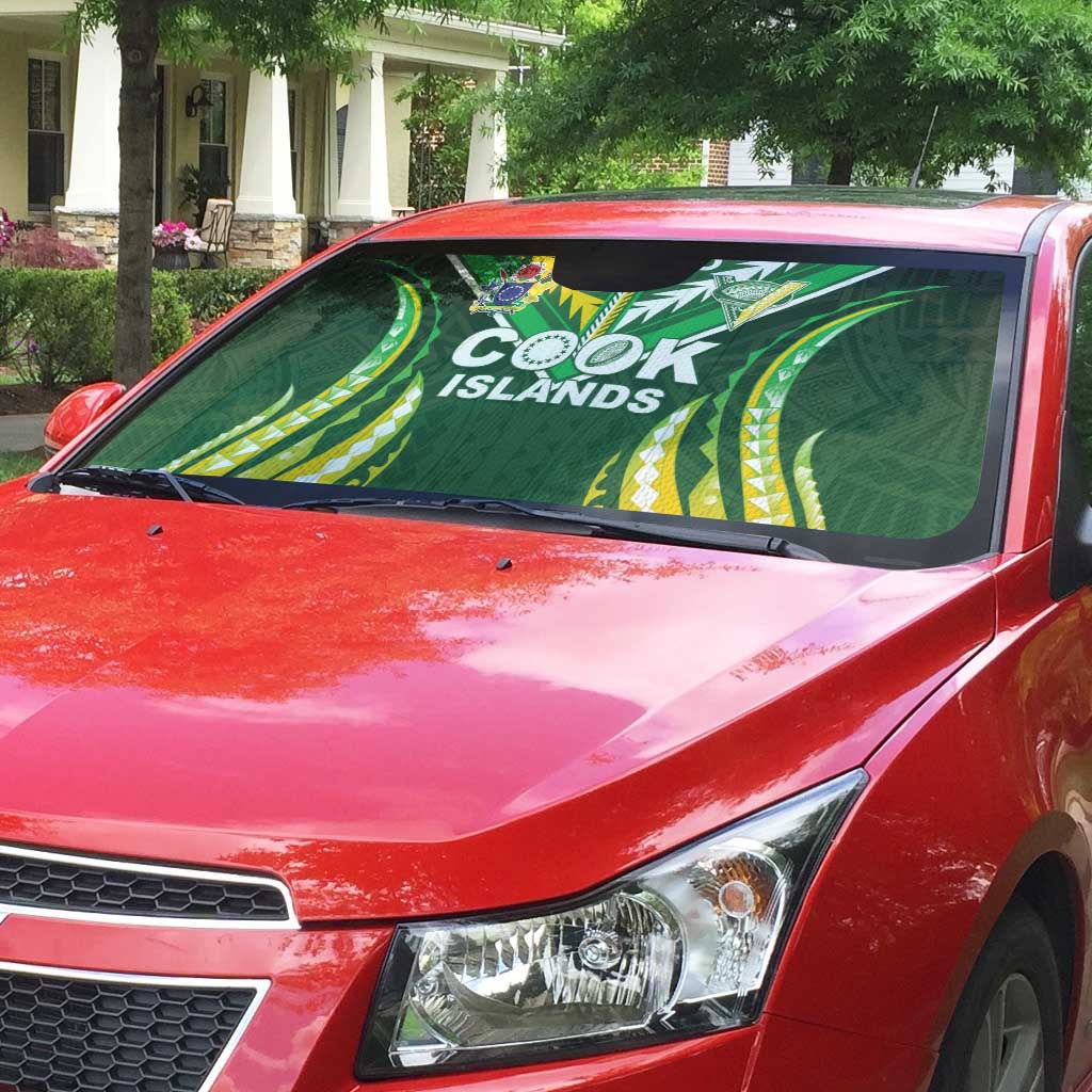 Cook Islands Rugby Auto Sun Shade Unique Style Green Version LT05 - Polynesian Pride