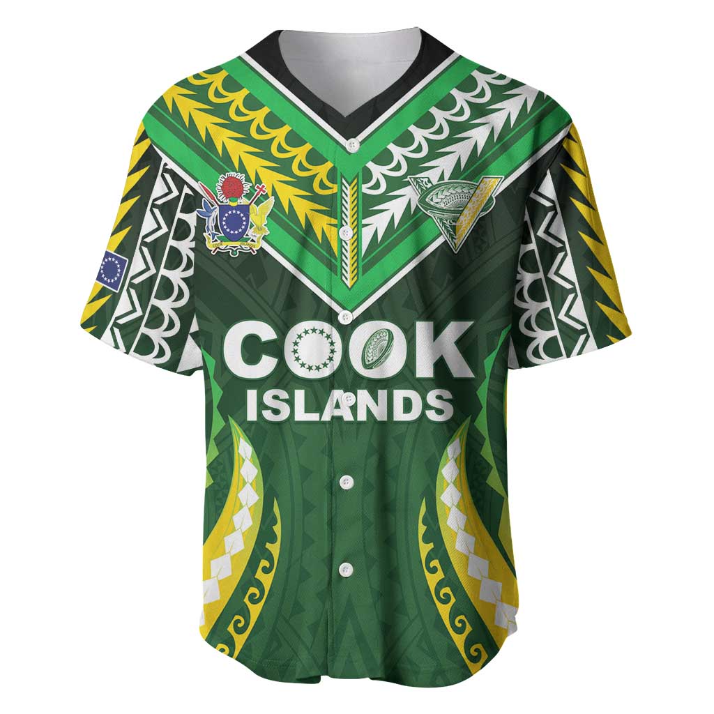Custom Cook Islands Rugby Baseball Jersey Unique Style Green Version LT05 Green - Polynesian Pride