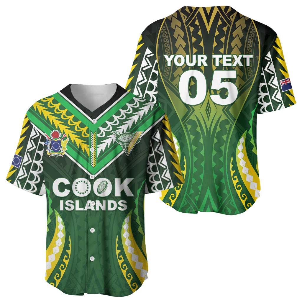 Custom Cook Islands Rugby Baseball Jersey Unique Style Green Version LT05 - Polynesian Pride