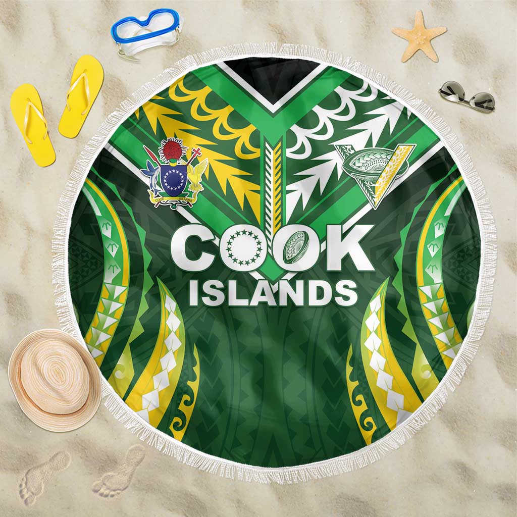 Cook Islands Rugby Beach Blanket Unique Style Green Version LT05 One Size 150cm Green - Polynesian Pride