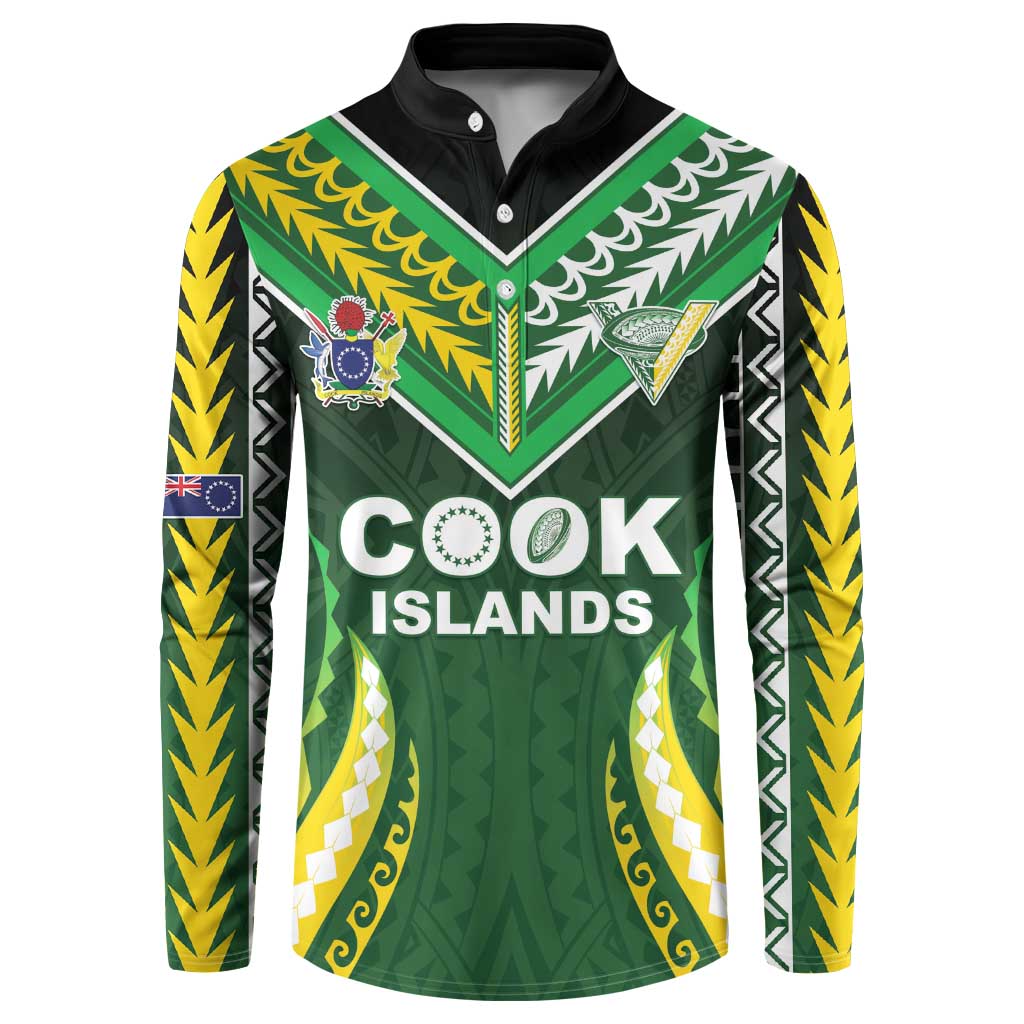 Custom Cook Islands Rugby Button Sweatshirt Unique Style Green Version LT05 Green - Polynesian Pride