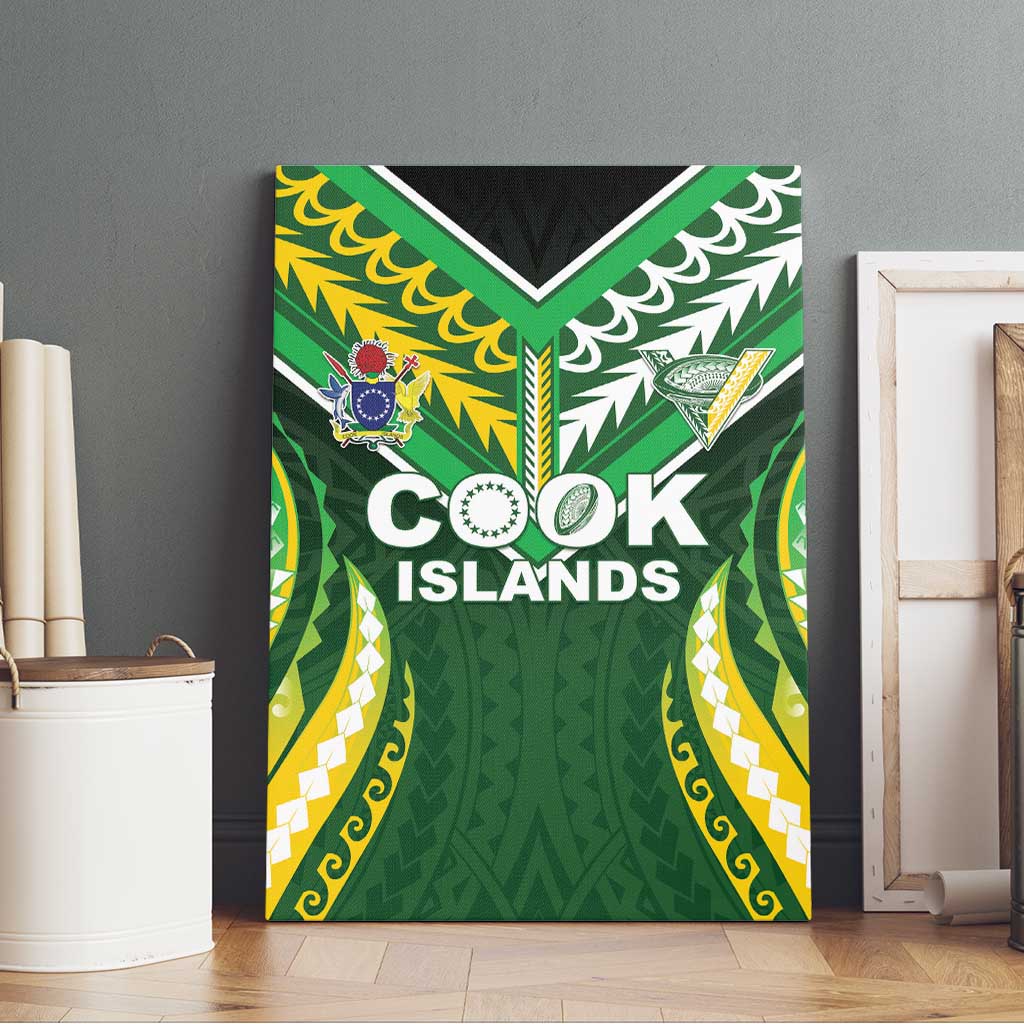 Cook Islands Rugby Canvas Wall Art Unique Style Green Version LT05 - Polynesian Pride
