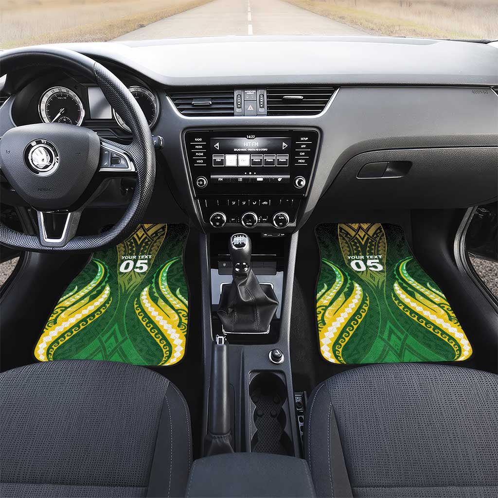 Custom Cook Islands Rugby Car Mats Unique Style Green Version LT05 Set 2pcs - Front Green - Polynesian Pride