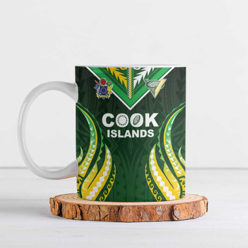 Custom Cook Islands Rugby Ceramic Mug Unique Style Green Version LT05 Green - Polynesian Pride