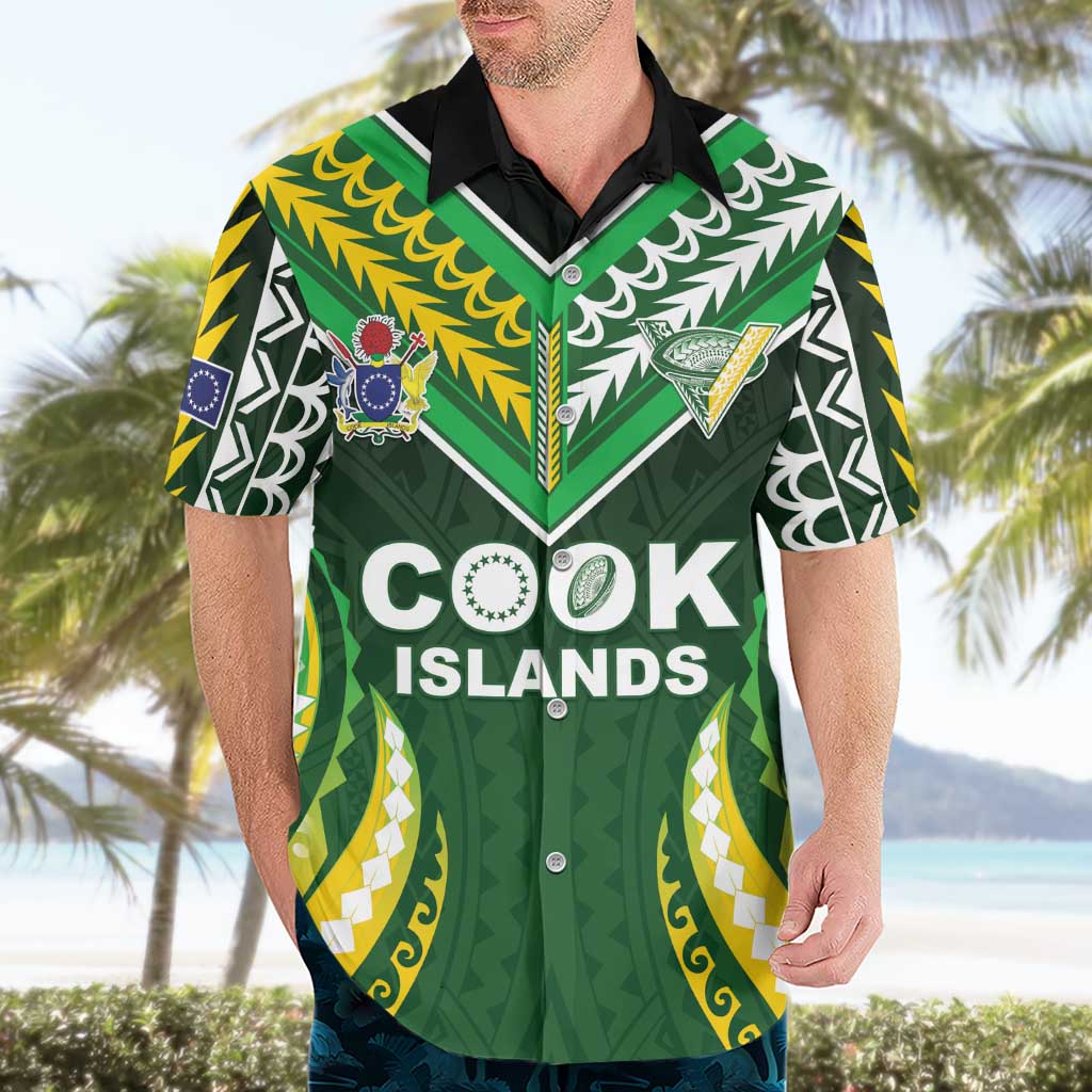 Custom Cook Islands Rugby Hawaiian Shirt Unique Style Green Version LT05 - Polynesian Pride