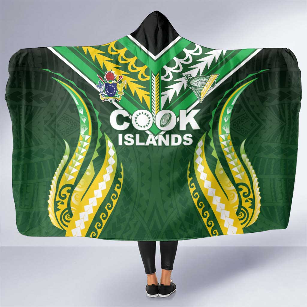 Cook Islands Rugby Hooded Blanket Unique Style Green Version LT05 One Size Green - Polynesian Pride
