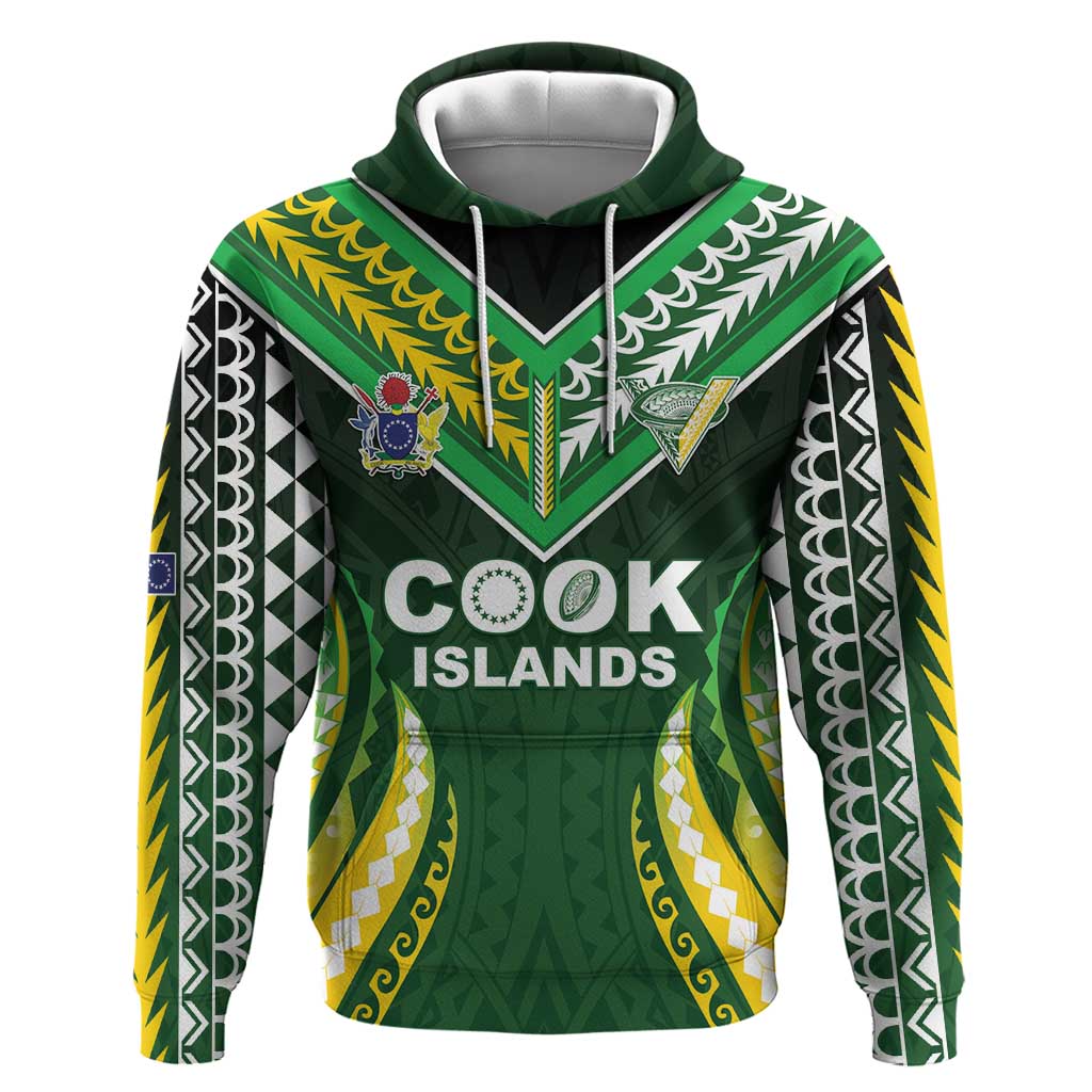 Custom Cook Islands Rugby Hoodie Unique Style Green Version LT05 Pullover Hoodie Green - Polynesian Pride