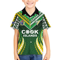 Custom Cook Islands Rugby Kid Hawaiian Shirt Unique Style Green Version LT05 Kid Green - Polynesian Pride