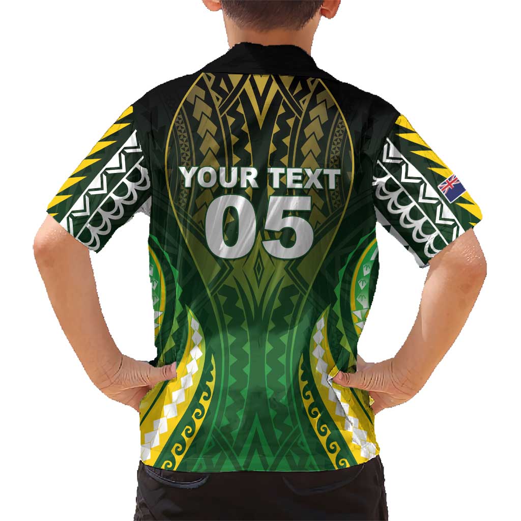 Custom Cook Islands Rugby Kid Hawaiian Shirt Unique Style Green Version LT05 - Polynesian Pride