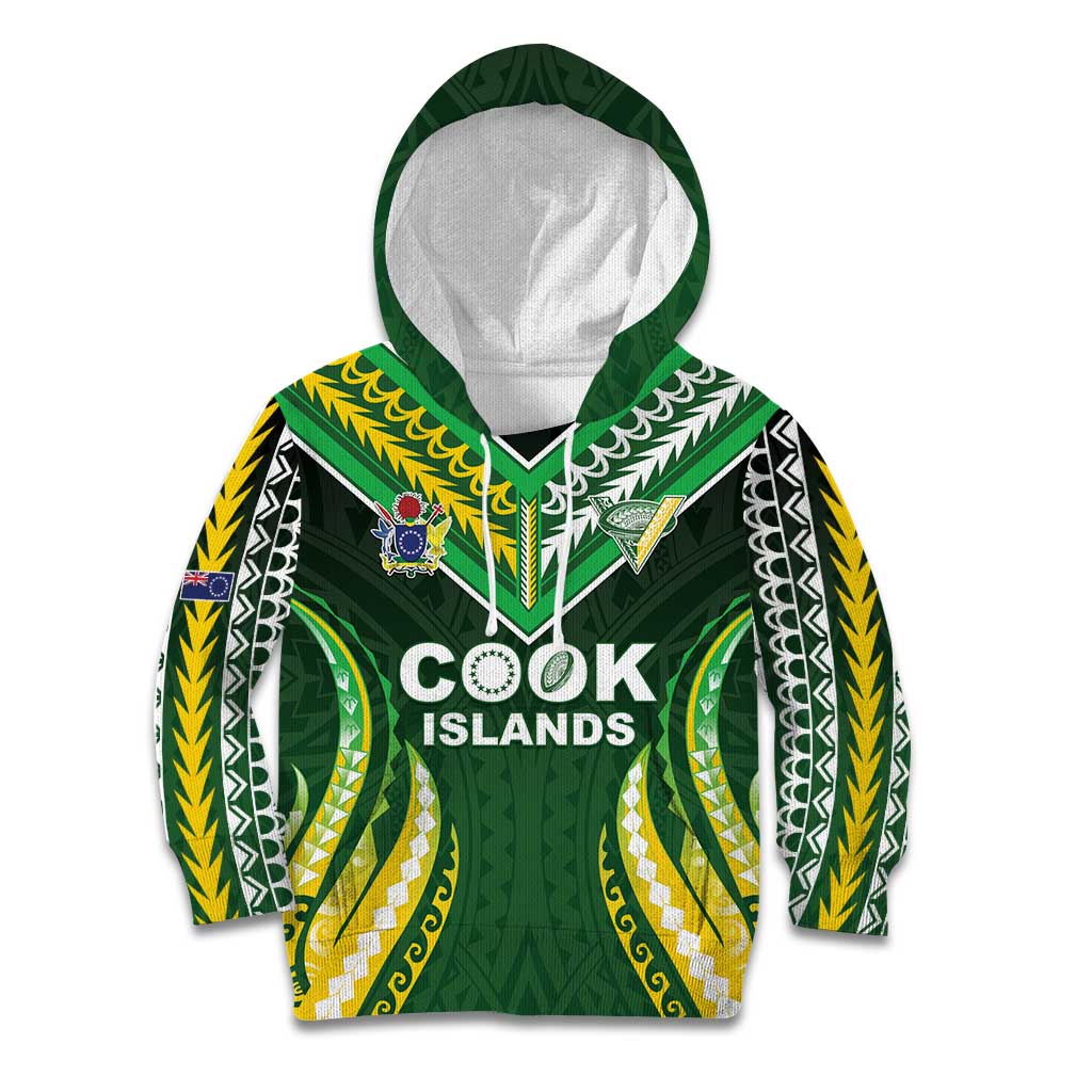 Custom Cook Islands Rugby Kid Hoodie Unique Style Green Version LT05 Hoodie Green - Polynesian Pride