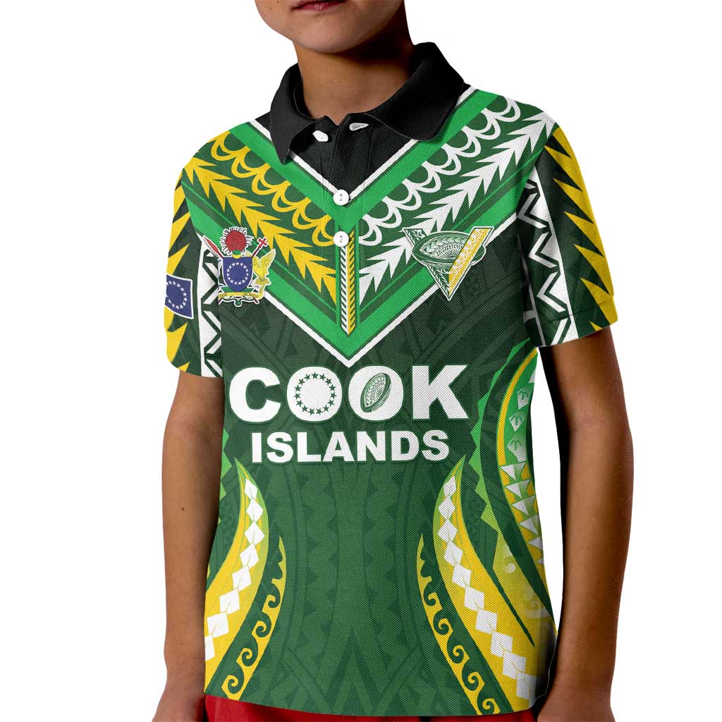 Custom Cook Islands Rugby Kid Polo Shirt Unique Style Green Version LT05 Kid Green - Polynesian Pride