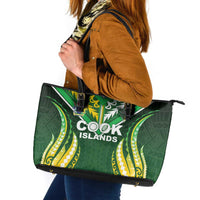 Cook Islands Rugby Leather Tote Bag Unique Style Green Version LT05 Green - Polynesian Pride