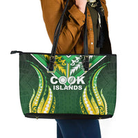 Cook Islands Rugby Leather Tote Bag Unique Style Green Version LT05 - Polynesian Pride