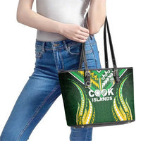 Cook Islands Rugby Leather Tote Bag Unique Style Green Version LT05 - Polynesian Pride