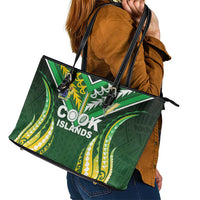 Cook Islands Rugby Leather Tote Bag Unique Style Green Version LT05 - Polynesian Pride