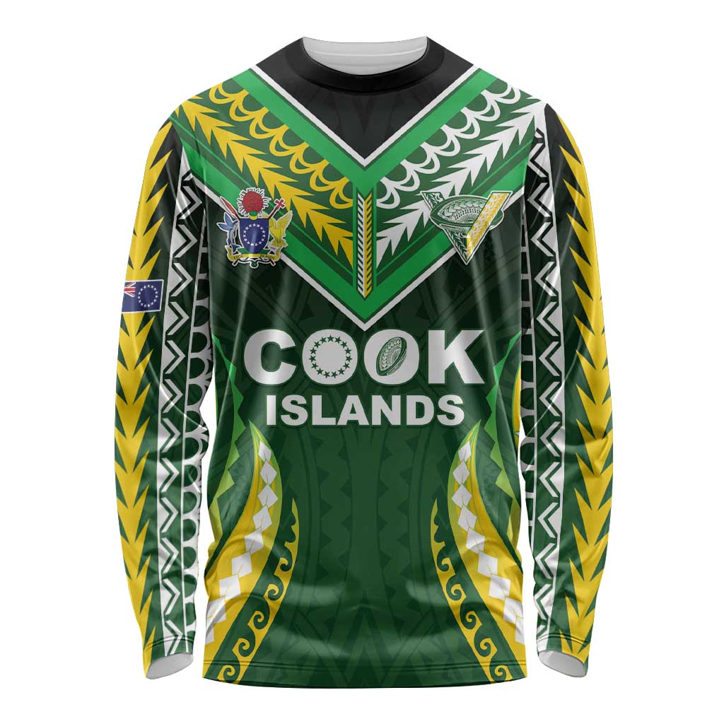 Custom Cook Islands Rugby Long Sleeve Shirt Unique Style Green Version LT05 Unisex Green - Polynesian Pride