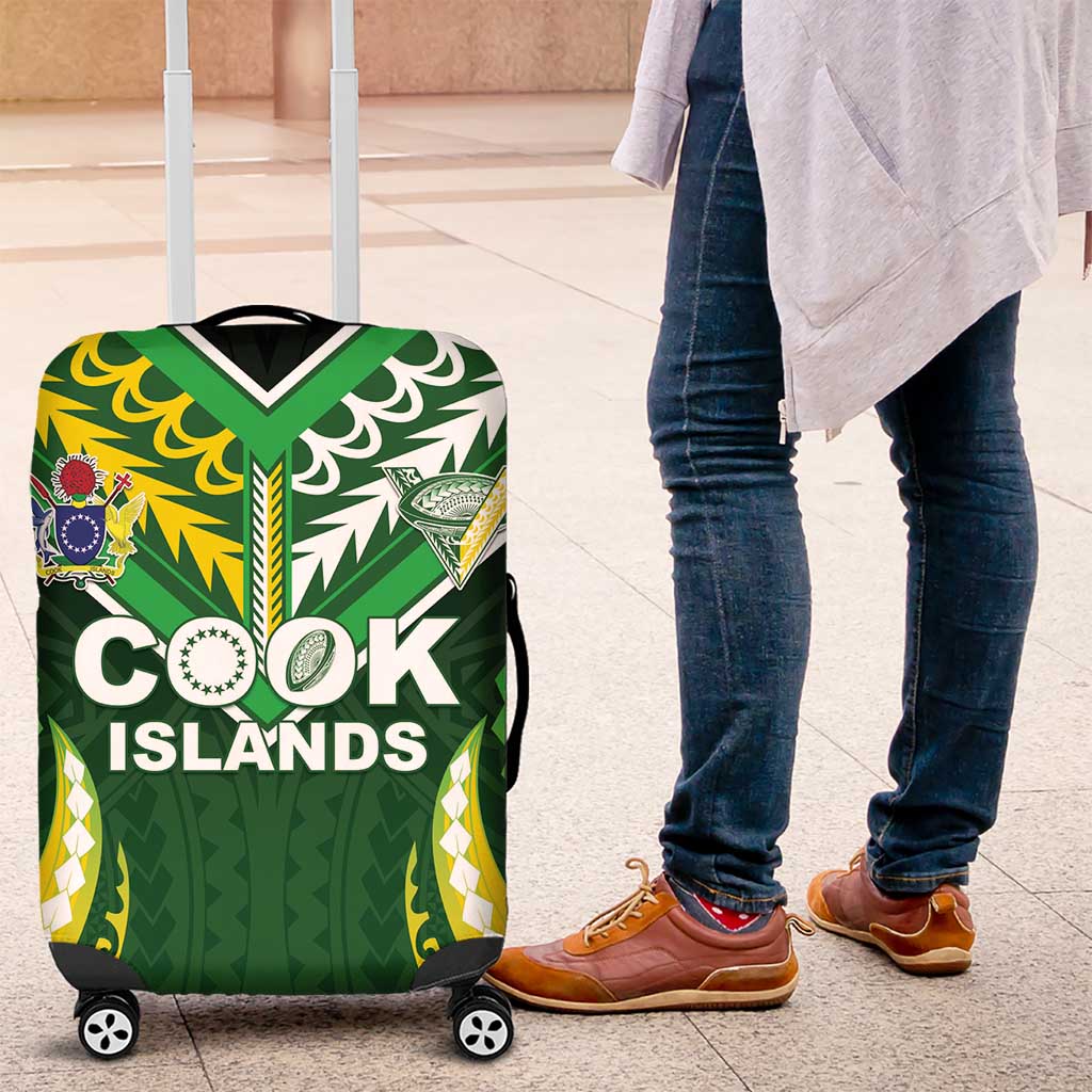 Cook Islands Rugby Luggage Cover Unique Style Green Version LT05 Green - Polynesian Pride
