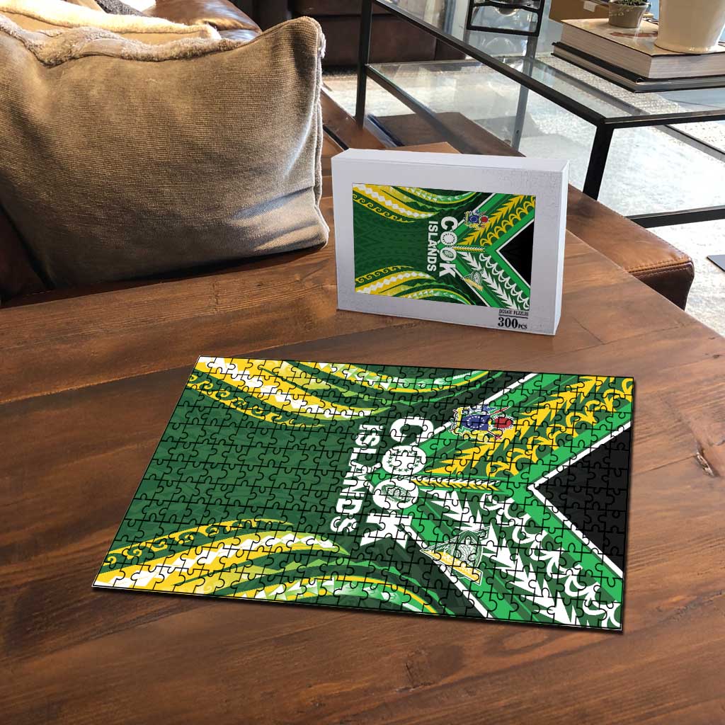 Cook Islands Rugby Puzzle Unique Style Green Version LT05 - Polynesian Pride