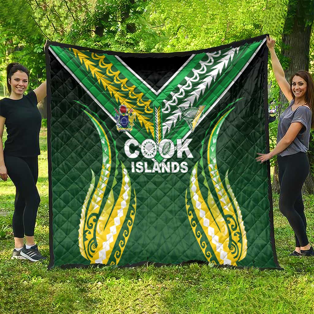 Cook Islands Rugby Quilt Unique Style Green Version LT05 - Polynesian Pride