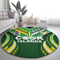 Cook Islands Rugby Round Carpet Unique Style Green Version LT05 - Polynesian Pride