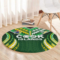 Cook Islands Rugby Round Carpet Unique Style Green Version LT05 - Polynesian Pride