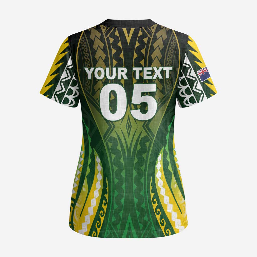 Custom Cook Islands Rugby Scrub Top Unique Style Green Version LT05 - Polynesian Pride