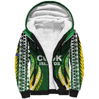 Custom Cook Islands Rugby Sherpa Hoodie Unique Style Green Version LT05 Unisex Green - Polynesian Pride