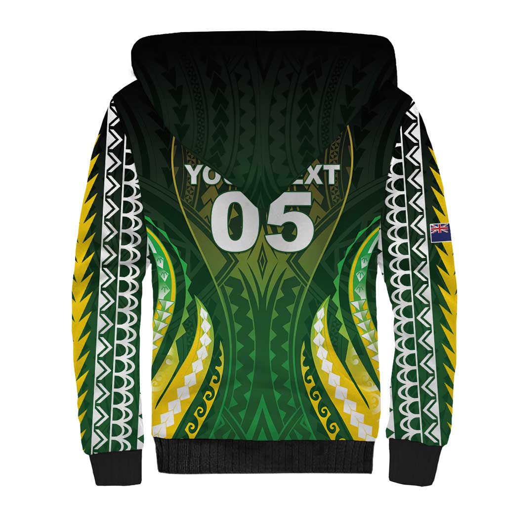 Custom Cook Islands Rugby Sherpa Hoodie Unique Style Green Version LT05 - Polynesian Pride