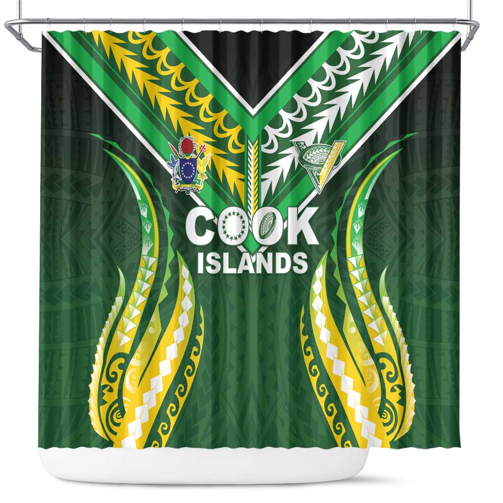 Cook Islands Rugby Shower Curtain Unique Style Green Version LT05 Green - Polynesian Pride