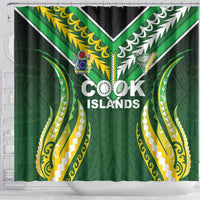 Cook Islands Rugby Shower Curtain Unique Style Green Version LT05 - Polynesian Pride