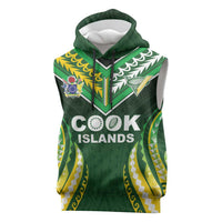 Custom Cook Islands Rugby Sleeveless Hoodie Unique Style Green Version LT05 Green - Polynesian Pride