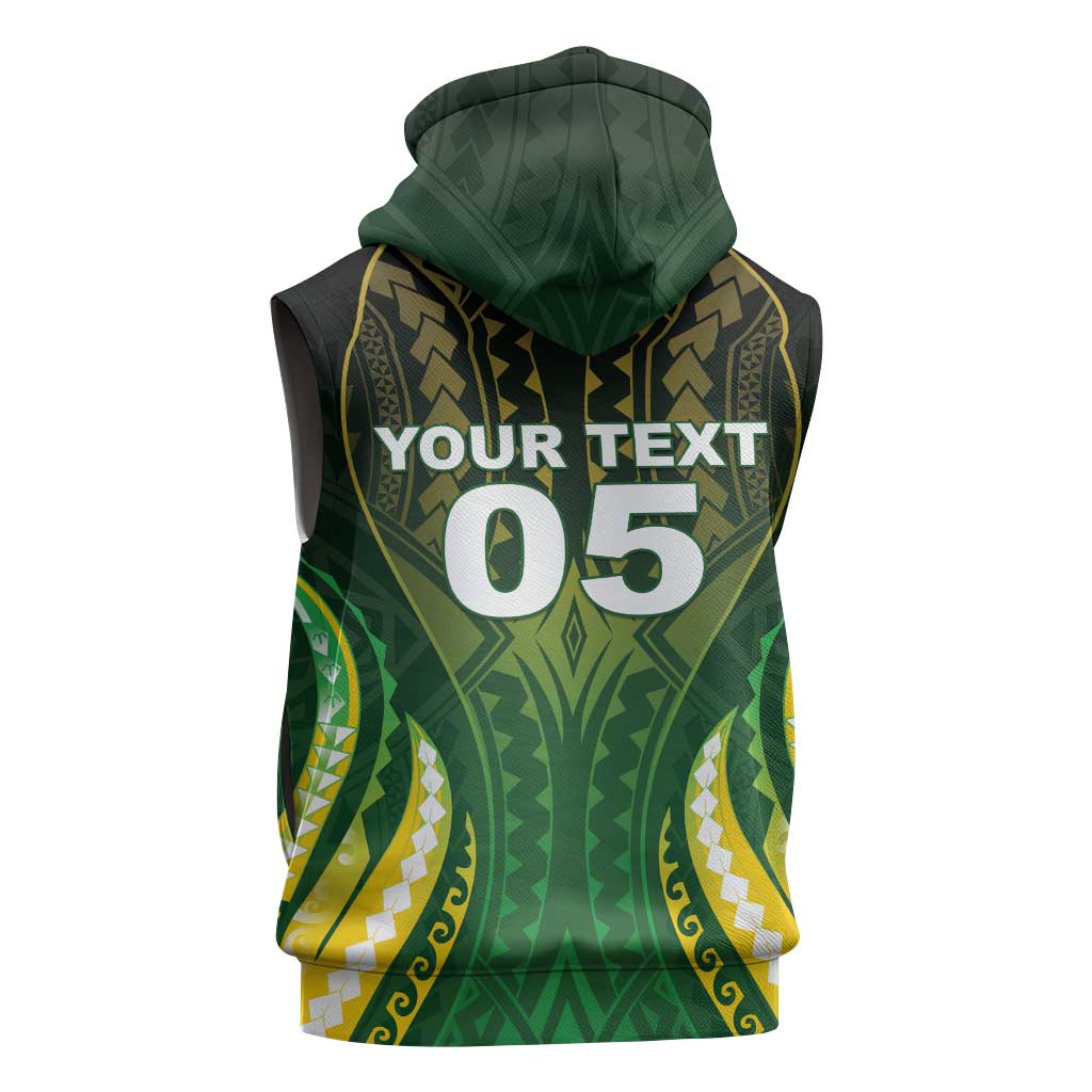Custom Cook Islands Rugby Sleeveless Hoodie Unique Style Green Version LT05 - Polynesian Pride