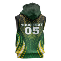 Custom Cook Islands Rugby Sleeveless Hoodie Unique Style Green Version LT05 - Polynesian Pride