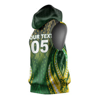 Custom Cook Islands Rugby Sleeveless Hoodie Unique Style Green Version LT05 - Polynesian Pride