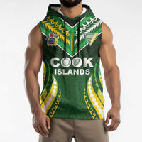 Custom Cook Islands Rugby Sleeveless Hoodie Unique Style Green Version LT05 - Polynesian Pride
