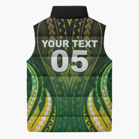 Custom Cook Islands Rugby Sleeveless Puffer Jacket Unique Style Green Version LT05 - Polynesian Pride