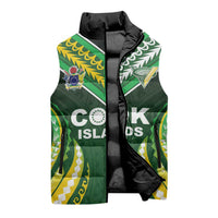 Custom Cook Islands Rugby Sleeveless Puffer Jacket Unique Style Green Version LT05 - Polynesian Pride
