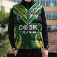 Custom Cook Islands Rugby Sleeveless Puffer Jacket Unique Style Green Version LT05 - Polynesian Pride