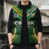 Custom Cook Islands Rugby Sleeveless Puffer Jacket Unique Style Green Version LT05 - Polynesian Pride