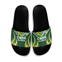 Cook Islands Rugby Slide Sandals Unique Style Green Version LT05 Green - Polynesian Pride