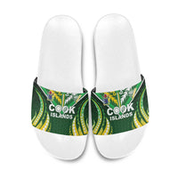 Cook Islands Rugby Slide Sandals Unique Style Green Version LT05 Green - Polynesian Pride