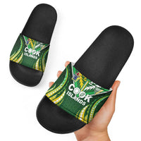 Cook Islands Rugby Slide Sandals Unique Style Green Version LT05 - Polynesian Pride