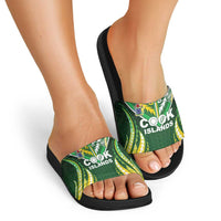 Cook Islands Rugby Slide Sandals Unique Style Green Version LT05 - Polynesian Pride