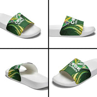 Cook Islands Rugby Slide Sandals Unique Style Green Version LT05 - Polynesian Pride